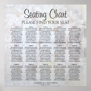 15 Tabel White Reflections Wedding Seating Chart Poster