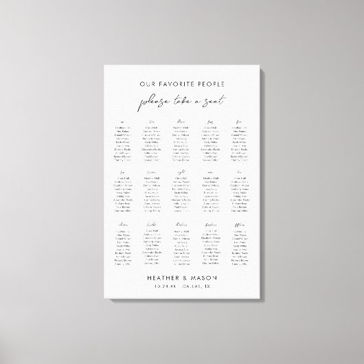 15 Tabellen Neem een spreidingskaart Canvas Afdruk (Voorkant)