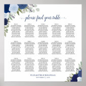 15 Tableau Élégant Bleu Rose Mariage Siège (Devant)