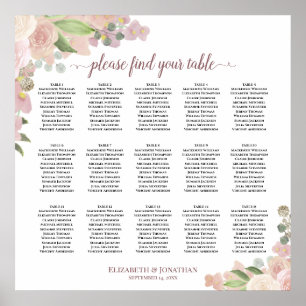 15 Tableau Élégant Mariage floral rose
