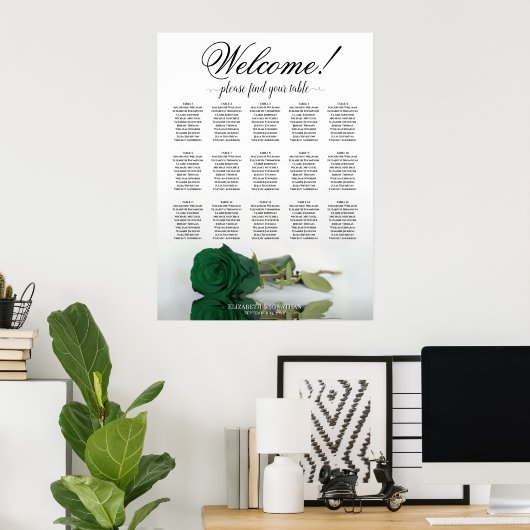 15 Tableau Émeraude Vert Rose Mariage Siège (Bureau à domicile)