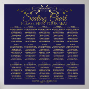 15 Tableau simple Gold & Navy Mariage Seating Char