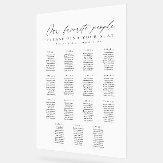 15 Tables Favorite People Acrylic Seating Chart Acryl Bord (Hoek)