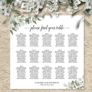 15 Tafel Eucalyptus Leaves Wedding Seating Chart Poster