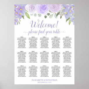 15 Tafel Lavendelrozen Boho Trouwstoelindeling Poster