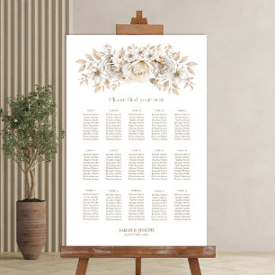 15 Tafel Wit Bloemen Bruiloft Zitkaarten Poster
