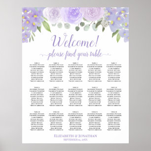 15 Tafellavender Rozen Boho Wedding Seating Chart Poster