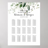 15 Tafels Groen Elegant Bruiloft Zittafel Grafiek Poster (Voorkant)
