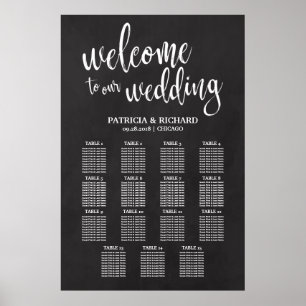 15 Tafels Trouwstoelen Chart Bord Kalkbord Poster