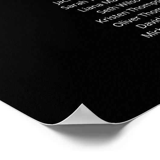 15 Tafels Vind uw Seat Black Zitkaarten Plan Poster (Hoek)