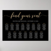 15 Tafels Vind uw Seat Black Zitkaarten Plan Poster (Voorkant)
