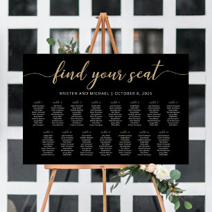 15 Tafels Vind uw Seat Black Zitkaarten Plan Poster
