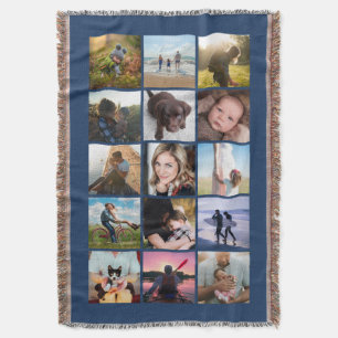 15 Vierkante Foto Collage Aandenken Blauw Deken