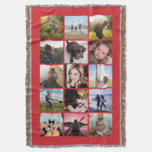 15 Vierkante Foto Collage Aandenken Rood Deken
