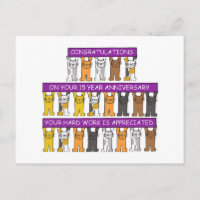 15 Year Work Anniversary Congratulations Cute Cats