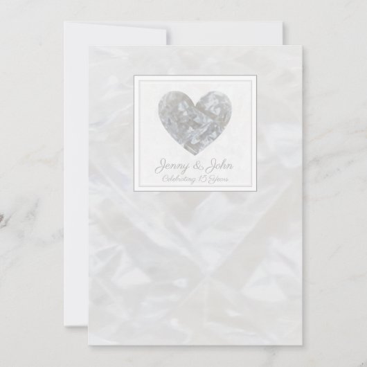 15e anniversaire de mariage coeur invitation crist (Devant)