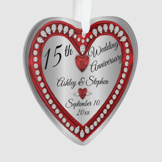 15e anniversaire du Mariage Ruby Diamonds Keepsaké (devant)