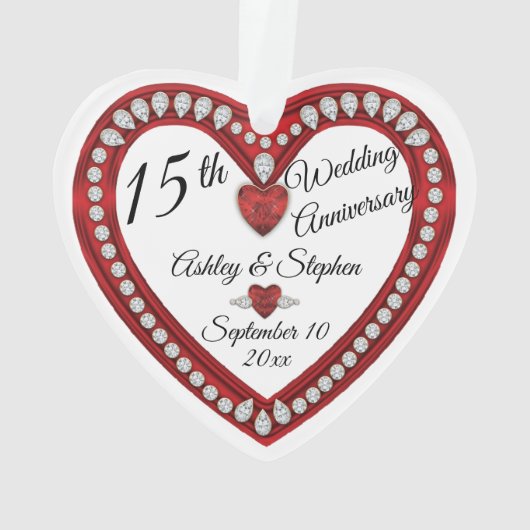 15e anniversaire du Mariage Ruby Diamonds Keepsaké (dos)