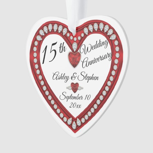 15e anniversaire du Mariage Ruby Diamonds Keepsaké (devant)