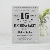 15e anniversaire Invitation Black and Silver Grey (Debout devant)