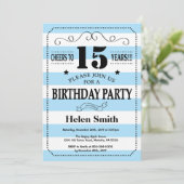 15e anniversaire Invitation Bleu et Blancs (Debout devant)