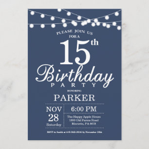 15e anniversaire Invitation Blue