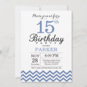 15e anniversaire Invitation Blue Chevron (Devant)