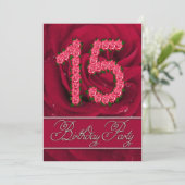 15e anniversaire invitation de fête avec roses (Debout devant)