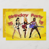 15e anniversaire Invitation de fête avec un groupe (Devant / Derrière)