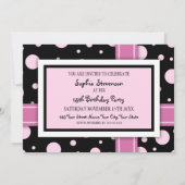 15e anniversaire Invitation Dots noirs roses (Dos)