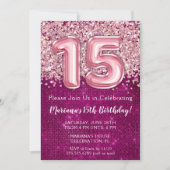 15e anniversaire Invitation Girl Magenta Parties s (Devant)