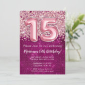 15e anniversaire Invitation Girl Magenta Parties s (Debout devant)