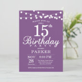 15e anniversaire Invitation Lavande violette Lilac (Debout devant)