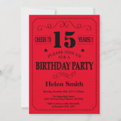 15e anniversaire Invitation Noir et Rouge (Devant)