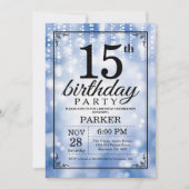 15e anniversaire Invitation Parties scintillant bl (Devant)