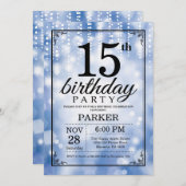 15e anniversaire Invitation Parties scintillant bl (Devant / Derrière)