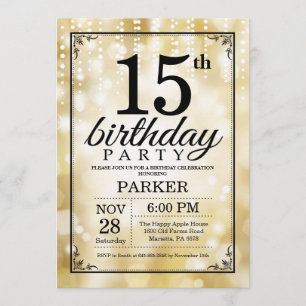 15e anniversaire Invitation Parties scintillant d'