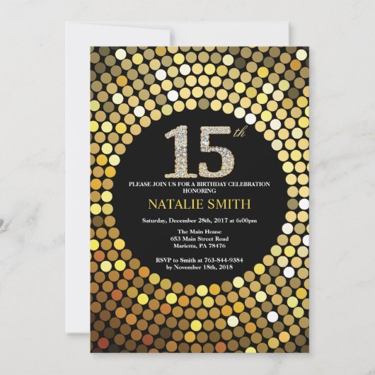 15e anniversaire Invitation Parties scintillant no (Devant)