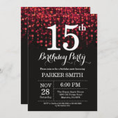 15e anniversaire Invitation Parties scintillant ro (Devant / Derrière)