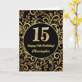 15e anniversaire Modèle floral noir et or (Fleur jaune)