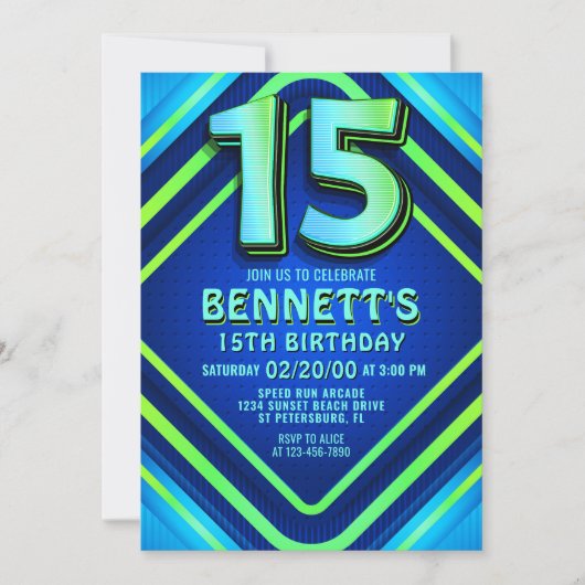 15e anniversaire Neon Invitation (Devant)
