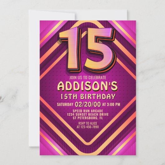 15e anniversaire Neon Invitation (Devant)