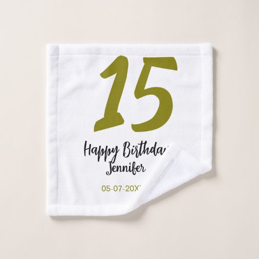 15e anniversaire quiencenera ajouter date année or (Gant de toilette)