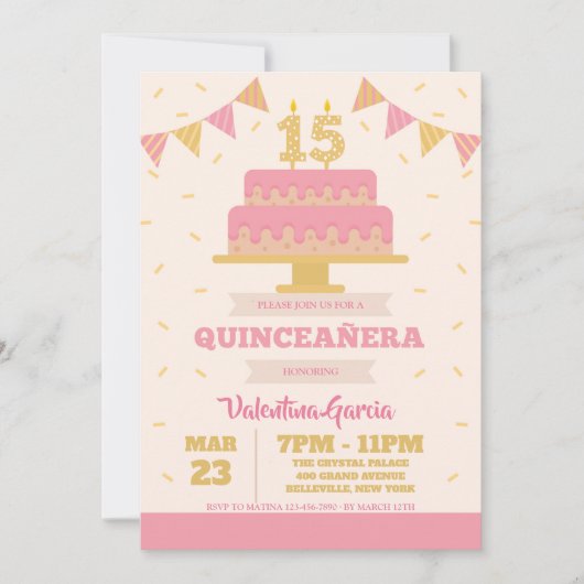 15e anniversaire Quinceañera Invitation (Devant)