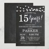 15e Birthday Invitation Chalkboard Kaart (Voorkant / Achterkant)