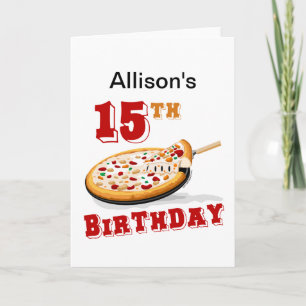 15e Birthday Pizza party Kaart