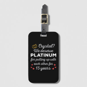 15e bruiloft Jubileum I - Crystal Funny Couple Bagagelabel