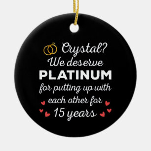 15e bruiloft Jubileum I - Crystal Funny Couple Keramisch Ornament