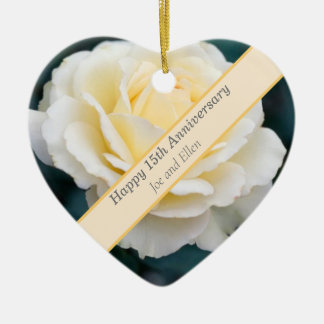 15e bruiloft Jubileum, Roos Keramisch Ornament