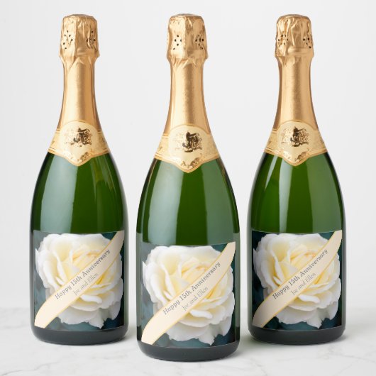 15e bruiloft Jubileum, Roos Sparkling Wijnetiket (Flessen)